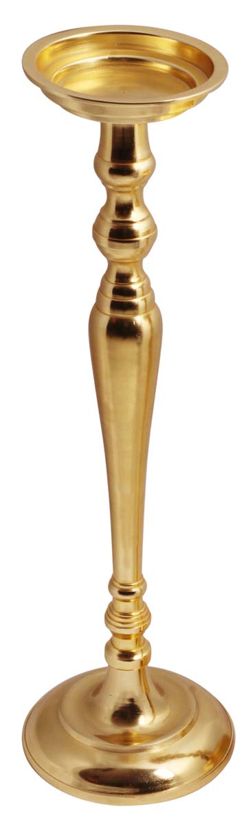 19” Aluminum Pillar Candle-Holder – Golden Finish – Wholesale Vintage-Look Décor / Housewarming Gifts